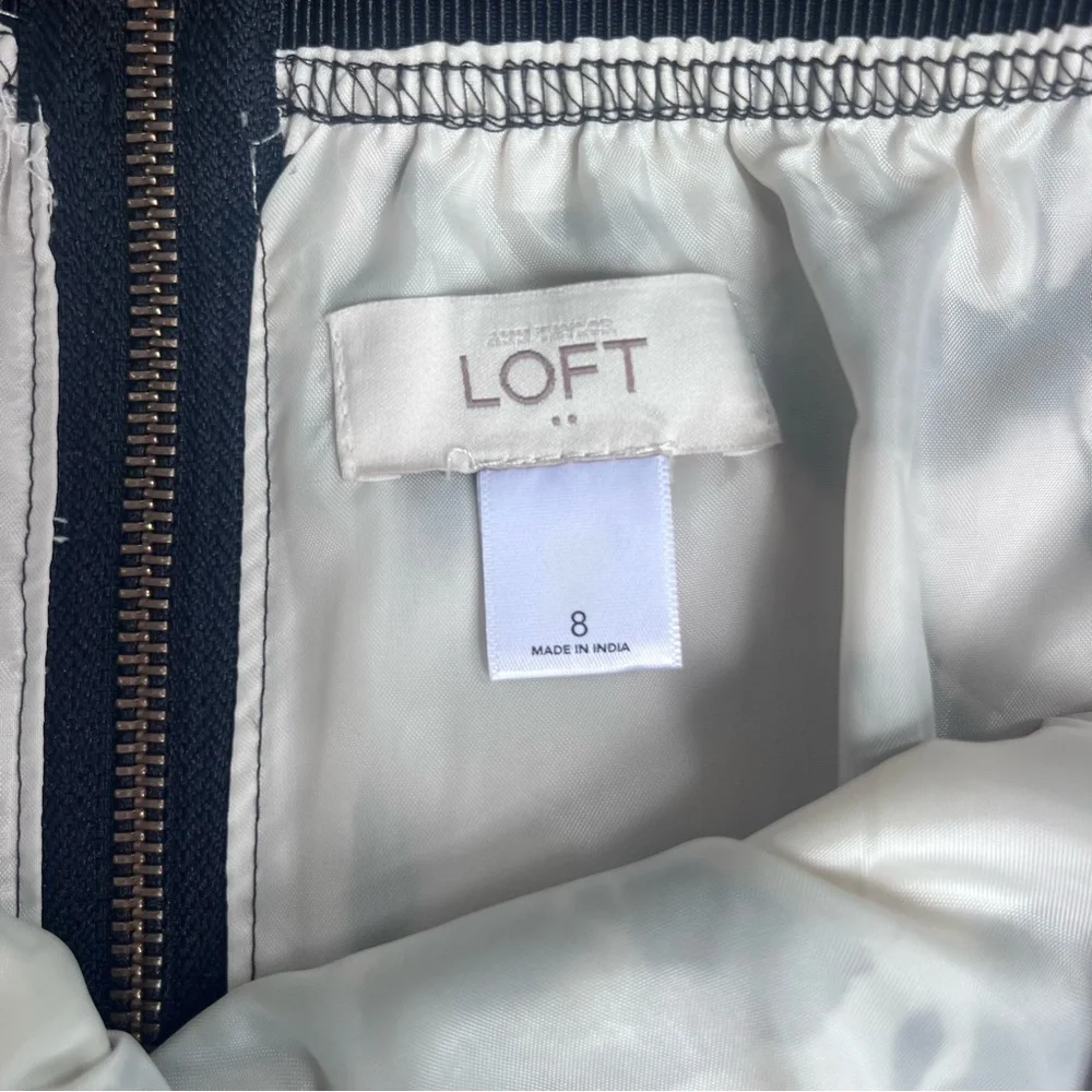 LOFT Black and White Floral Mini Skirt - Picture 5 of 8